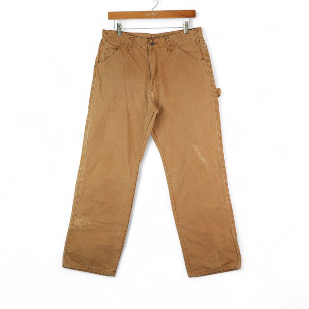Dickies‎ Carpenter Pants Mens 34x30 Brown Canvas Workwear Utility Patina Rugged